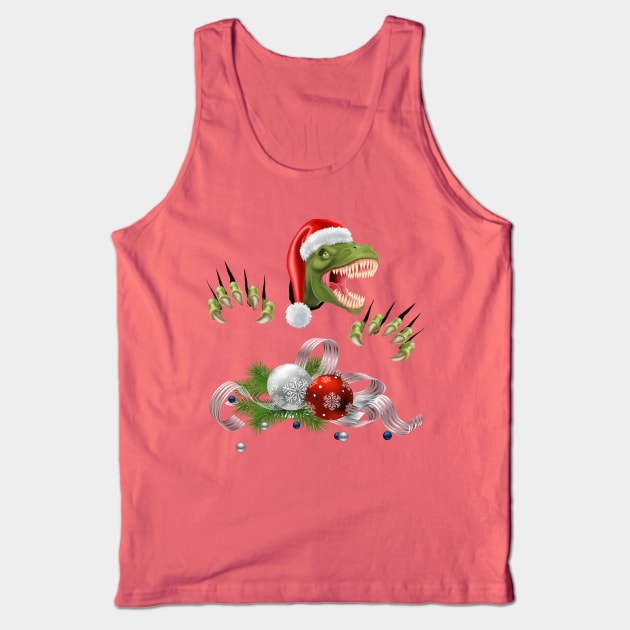 Christmas T-Rex Tank Top by WorldDinosaurs